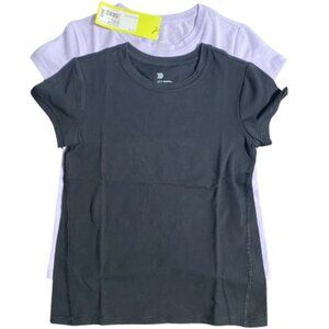 All in Motion Girls 2 Pack Short Sleeve Shirts Black/Lilac Small NEW WITH TAGS